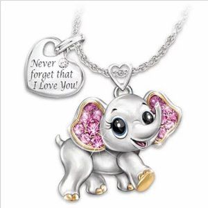 “Never forget that I love you” Elephant Necklace